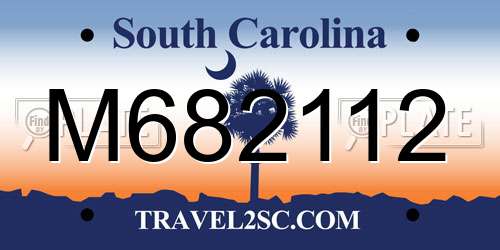 M682112 South Carolina License Plate