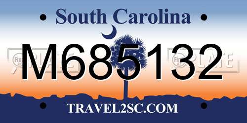 M685132 South Carolina License Plate