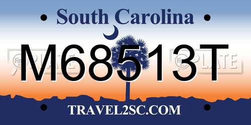 M68513T South Carolina License Plate