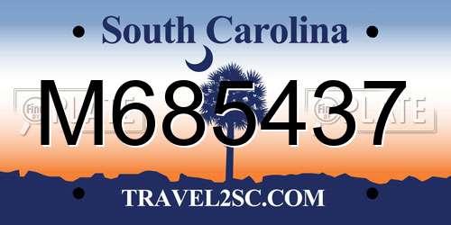 M685437 South Carolina License Plate
