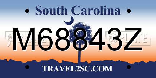 M68843Z South Carolina License Plate