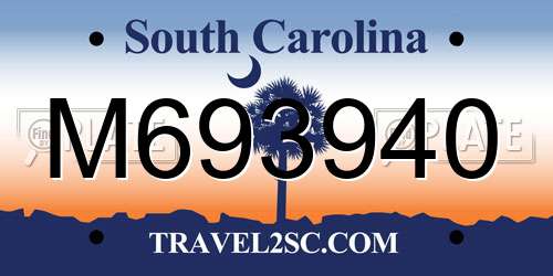 M693940 South Carolina License Plate