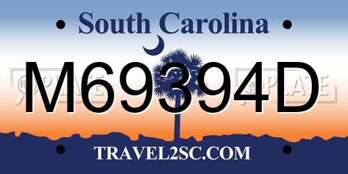 M69394D South Carolina License Plate