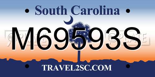 M69593S South Carolina License Plate