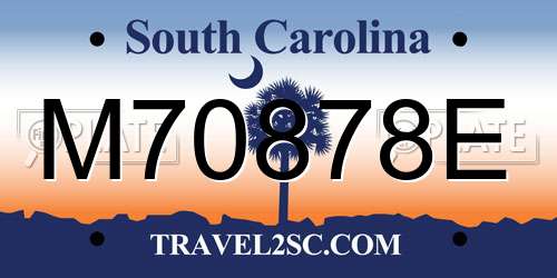 M70878E South Carolina License Plate
