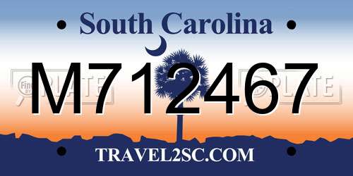 M712467 South Carolina License Plate