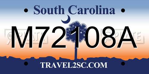 M72108A South Carolina License Plate