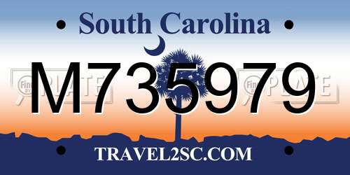 M735979 South Carolina License Plate