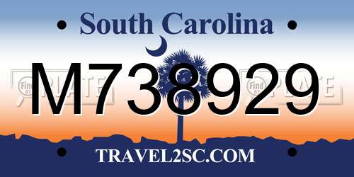 M738929 South Carolina License Plate