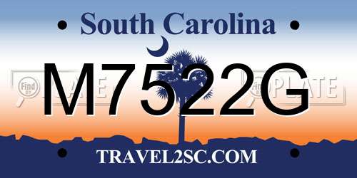 M7522G South Carolina License Plate