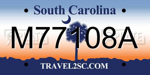 M77108A South Carolina License Plate