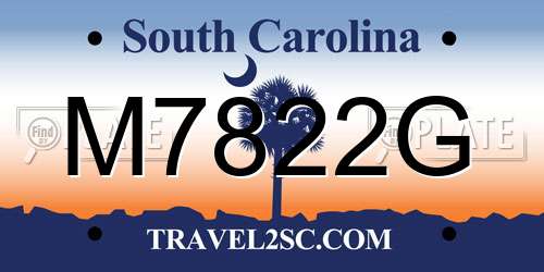 M7822G South Carolina License Plate