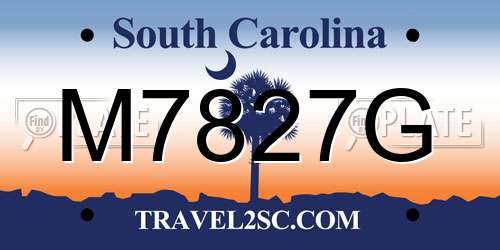 M7827G South Carolina License Plate