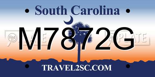 M7872G South Carolina License Plate