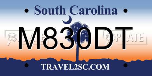 M830DT South Carolina License Plate