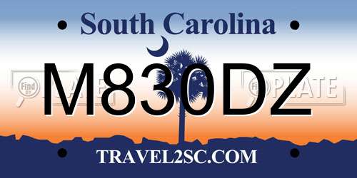 M830DZ South Carolina License Plate