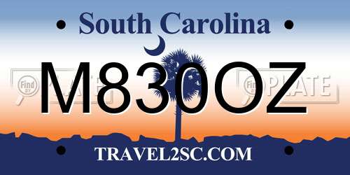 M830OZ South Carolina License Plate