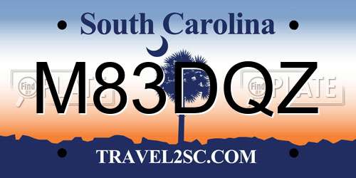 M83DQZ South Carolina License Plate
