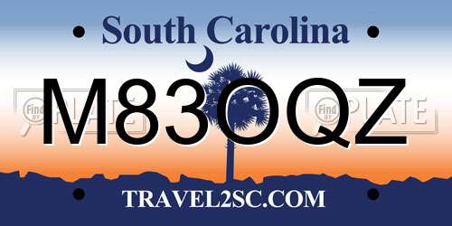 M83OQZ South Carolina License Plate