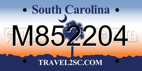 M852204 South Carolina License Plate