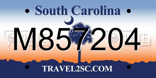 M857204 South Carolina License Plate