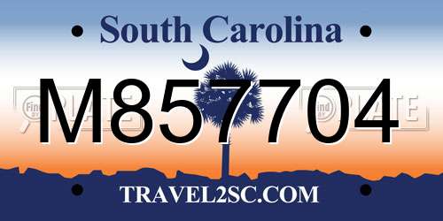 M857704 South Carolina License Plate
