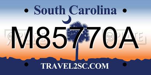 M85770A South Carolina License Plate