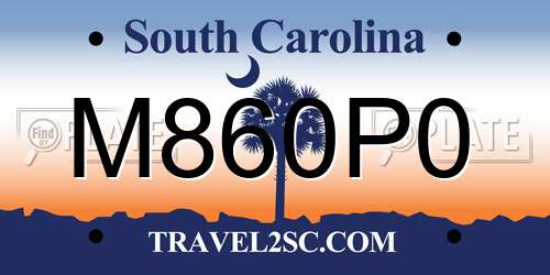 M860P0 South Carolina License Plate