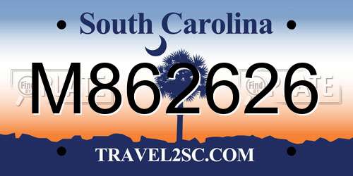 M862626 South Carolina License Plate