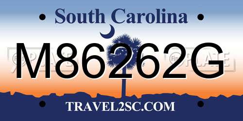 M86262G South Carolina License Plate