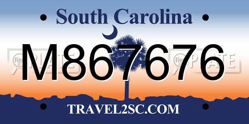 M867676 South Carolina License Plate