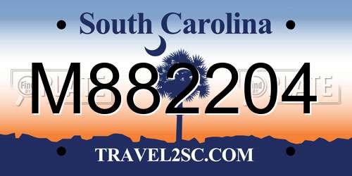 M882204 South Carolina License Plate