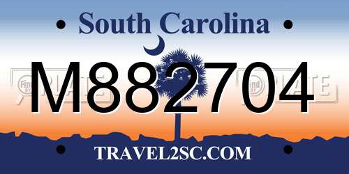 M882704 South Carolina License Plate