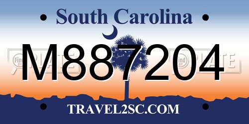 M887204 South Carolina License Plate