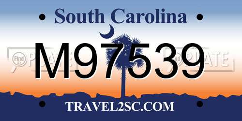 M97539 South Carolina License Plate