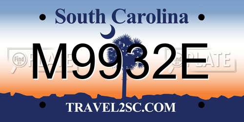 M9932E South Carolina License Plate