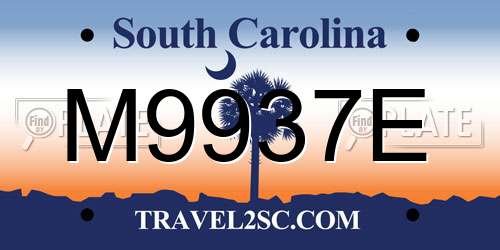 M9937E South Carolina License Plate