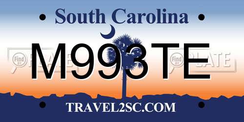 M993TE South Carolina License Plate