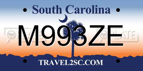 M993ZE South Carolina License Plate