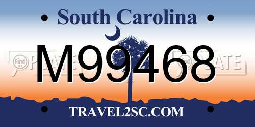 M99468 South Carolina License Plate