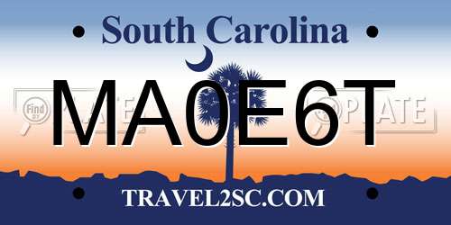 MA0E6T South Carolina License Plate