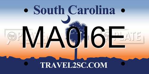 MA0I6E South Carolina License Plate