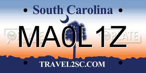 MA0L1Z South Carolina License Plate