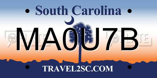 MA0U7B South Carolina License Plate
