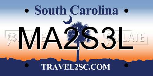 MA2S3L South Carolina License Plate