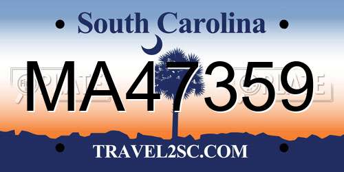 MA47359 South Carolina License Plate