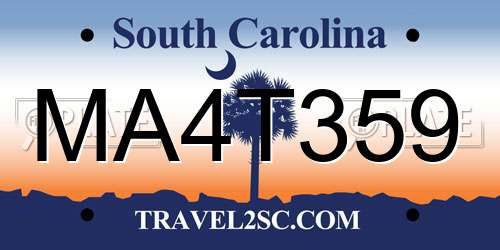 MA4T359 South Carolina License Plate