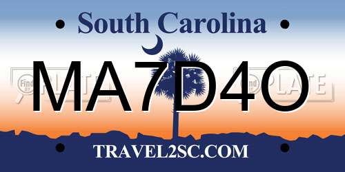 MA7D4O South Carolina License Plate