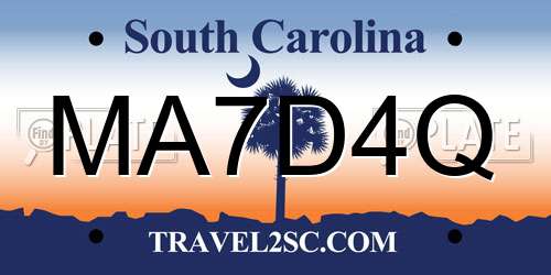 MA7D4Q South Carolina License Plate