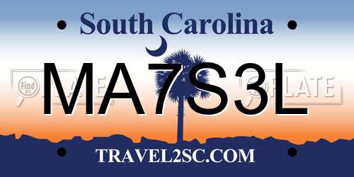 MA7S3L South Carolina License Plate